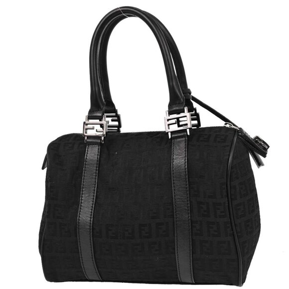 Fendi Black Canvas Zucchino Handbag - Picture 3 of 11